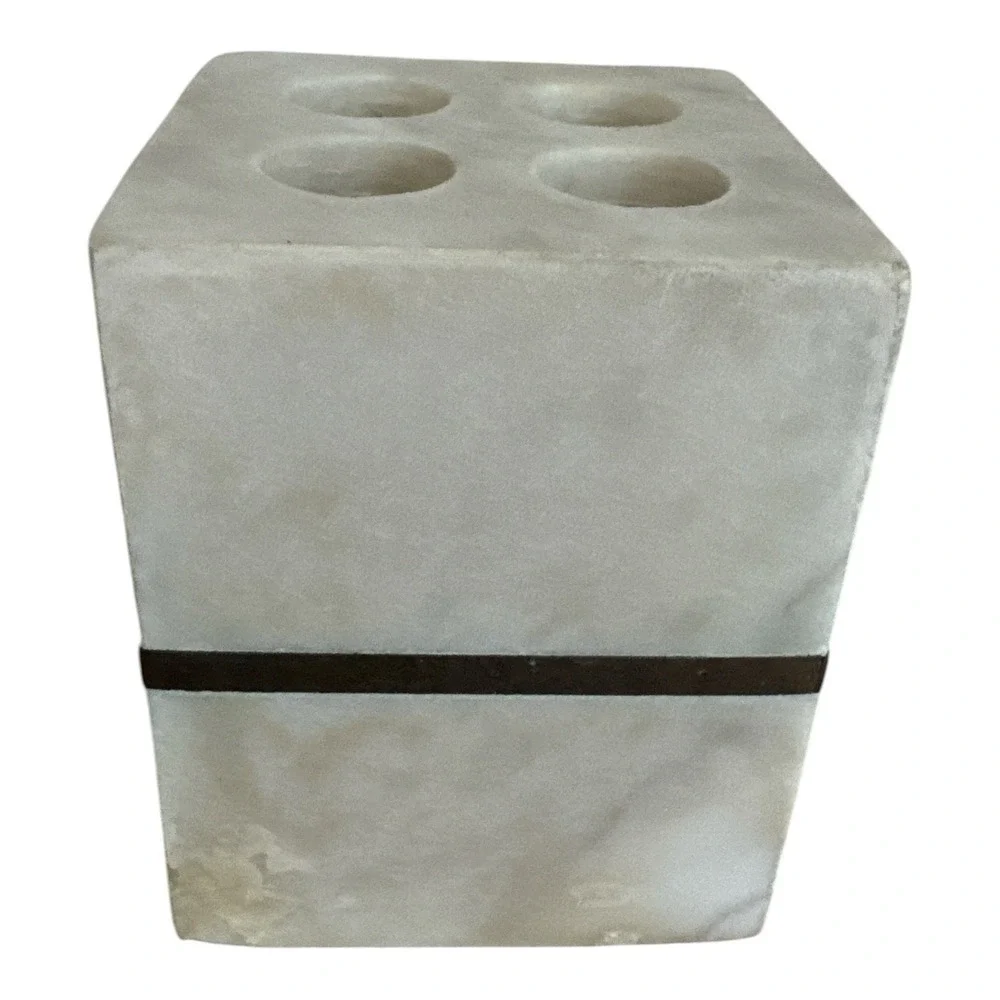 Project 62 White Marble & Gold Band Toothbrush Holder Bathroom Organizer Vanity